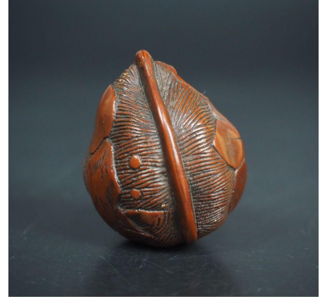 送料無料　江戸時代　胡桃彫 根付　高3.3ｃｍ　重5ｇ