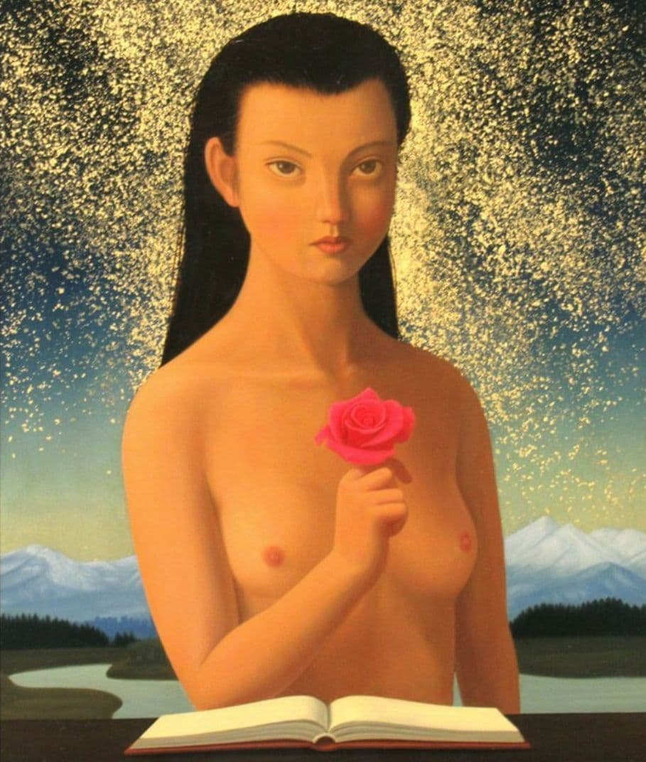 渡部 満 「ナルシス」油彩８号 2001年作　渡部画伯の直筆、真作