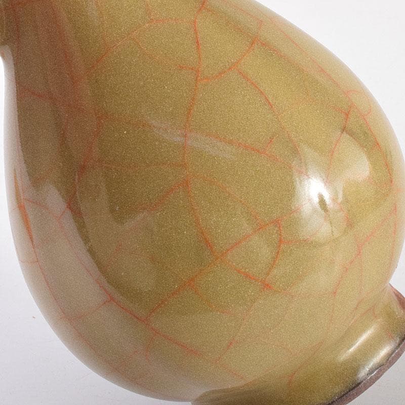 中国　哥窯　青磁　金絲鉄線　氷裂文双耳瓶　C　6910