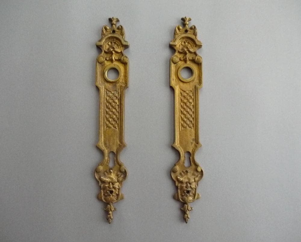 フランスアンティーク特大真鍮ドアプレート2個セット鍵穴付きDIY建具