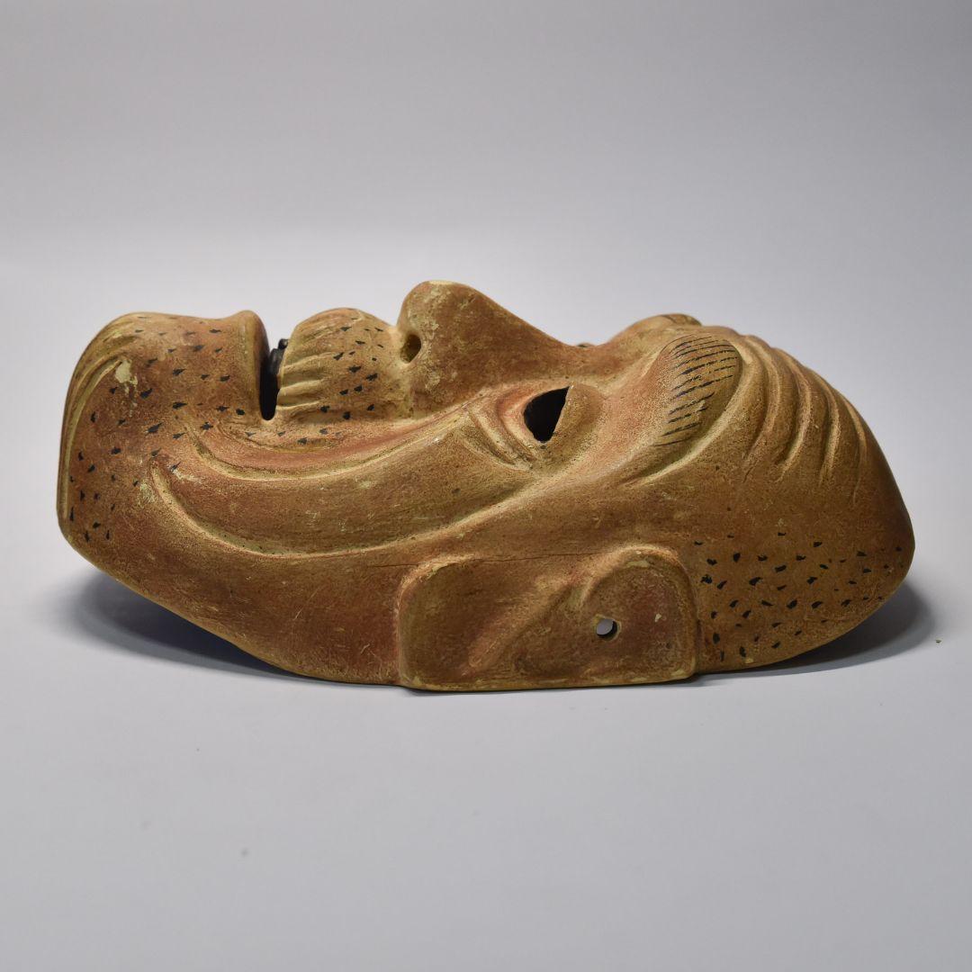 狂言面 貝杓子 面袋付 美品 (M8)