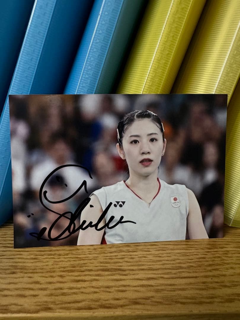 バドミントン 志田千陽 直筆サイン入り写真 ① シダマツペア パリオリンピック