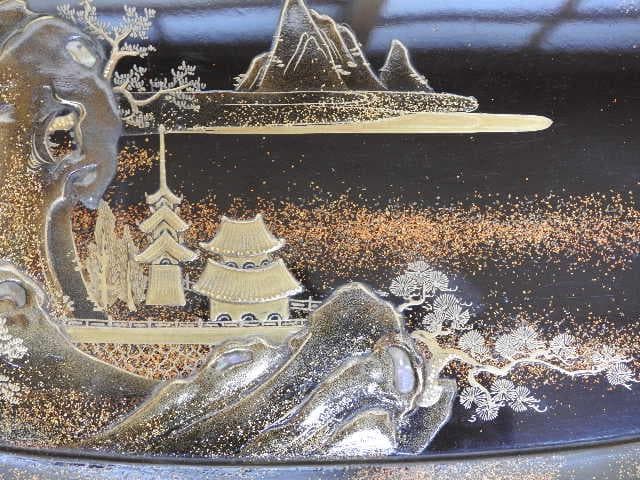 山水青貝蒔絵香盆　合わせ箱　MA334