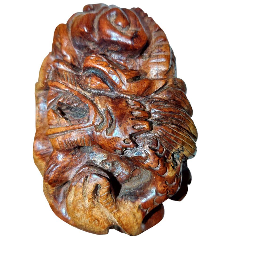 木製　龍の根付　キセル　細密彫刻