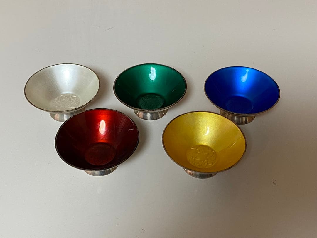 ELA DENMARK STERLING 925S 七宝焼き 盃 5個 シルバー