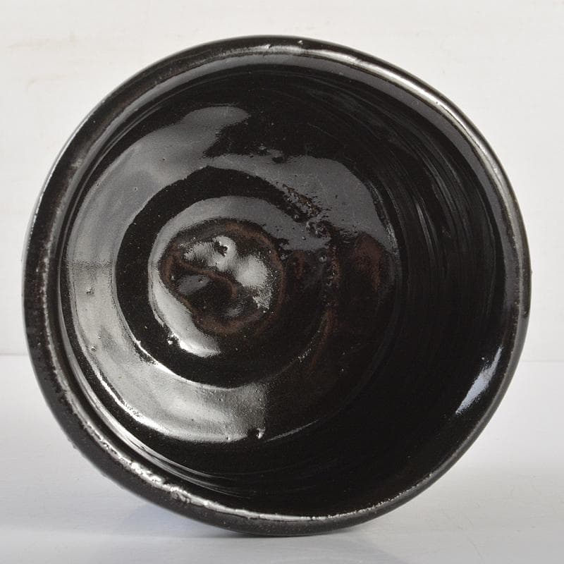 瀬戸焼　木村勝明（画仙斎白兎）作　染付　千寿老人文　筒茶碗　共箱　V　R7232