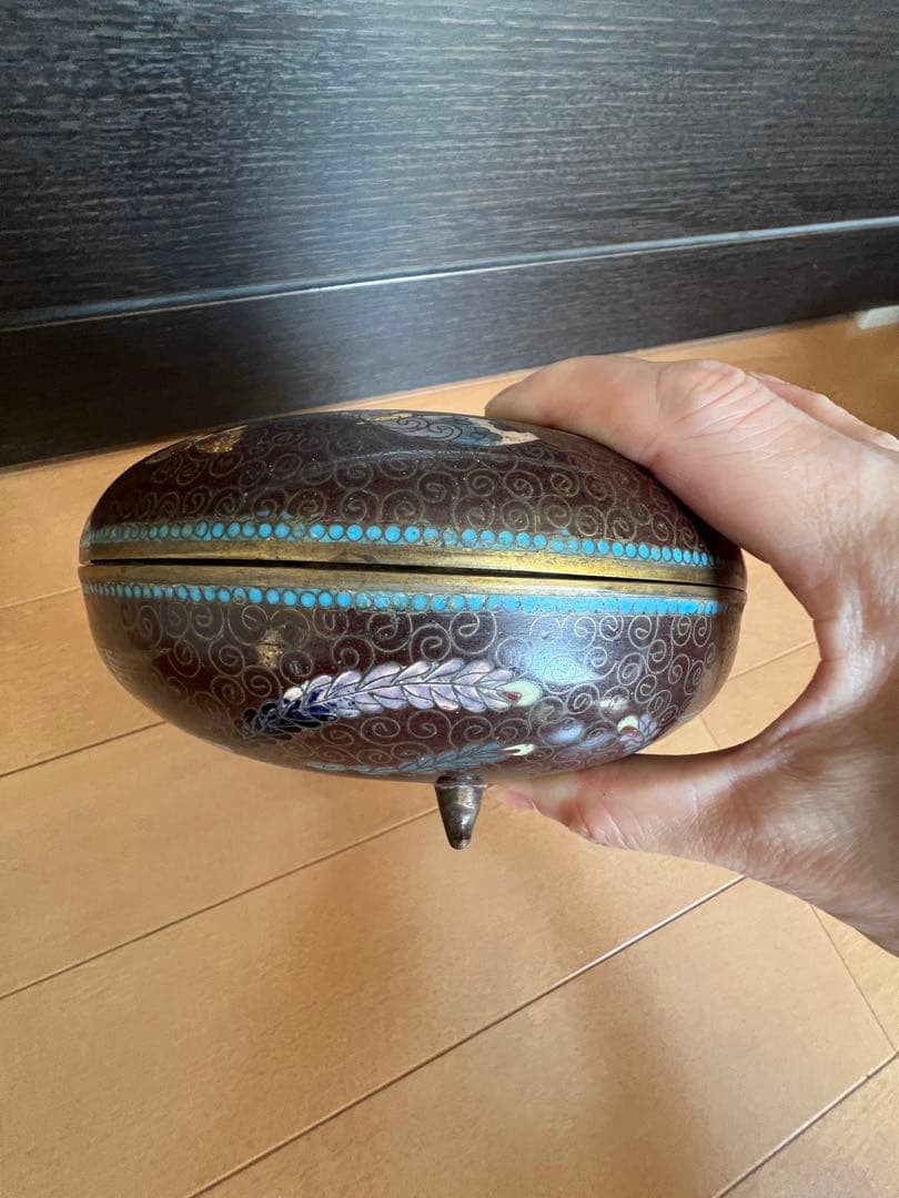 高級日本七宝花瓶 蝶々花唐草文 骨董 景泰藍