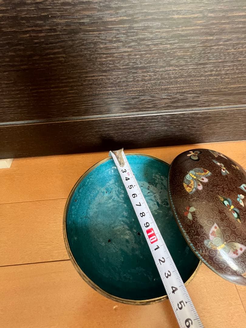 高級日本七宝花瓶 蝶々花唐草文 骨董 景泰藍