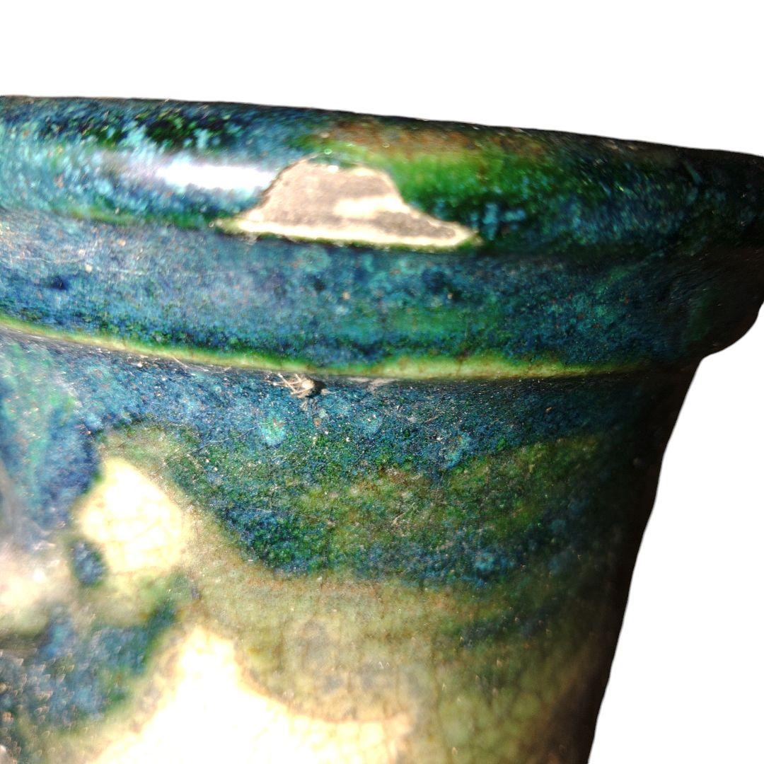 希少　越後太丘焼　霊芝取手付花瓶