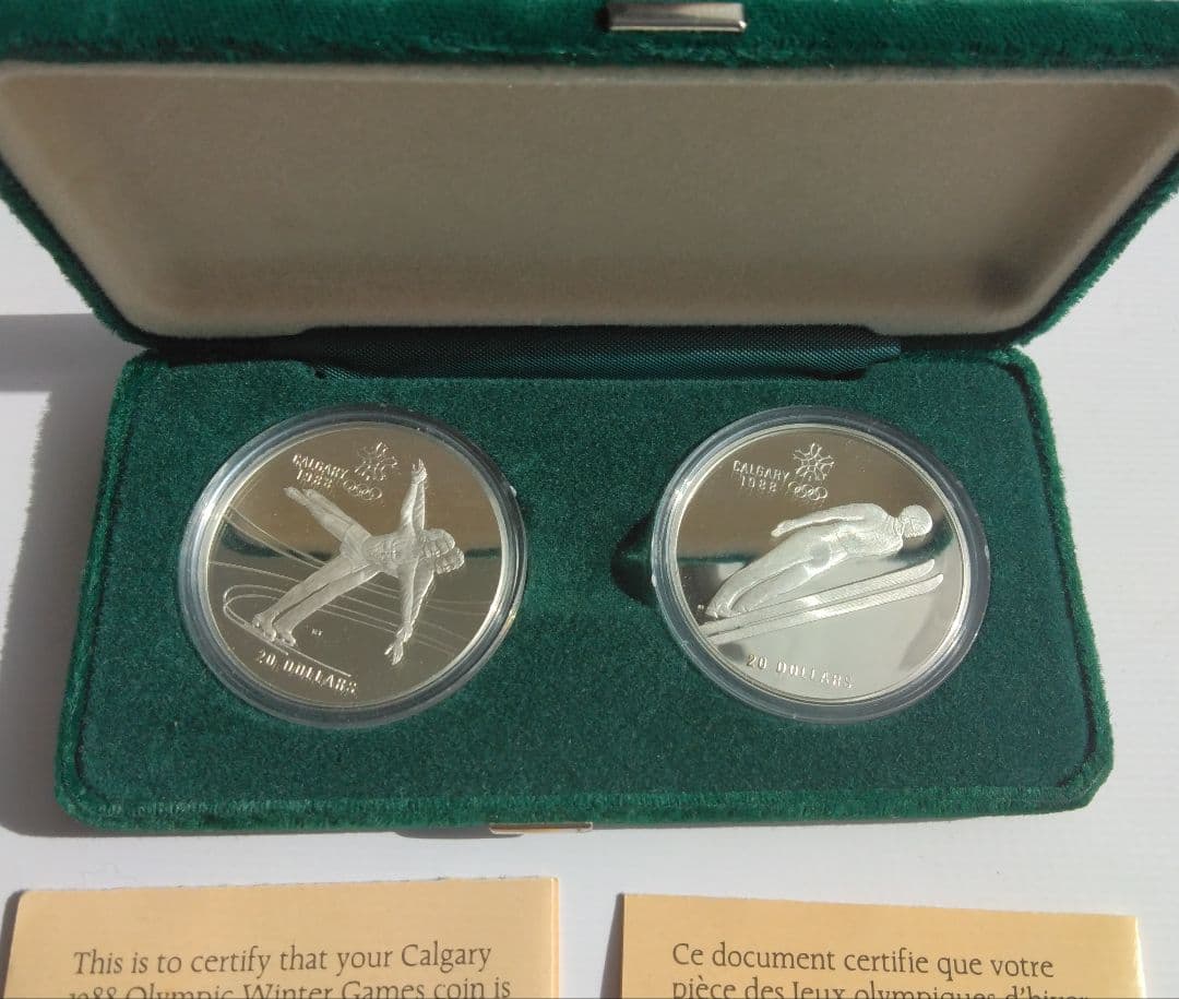 1988年 カルガリーオリンピック記念銀貨 20ドル 2枚セット SV925