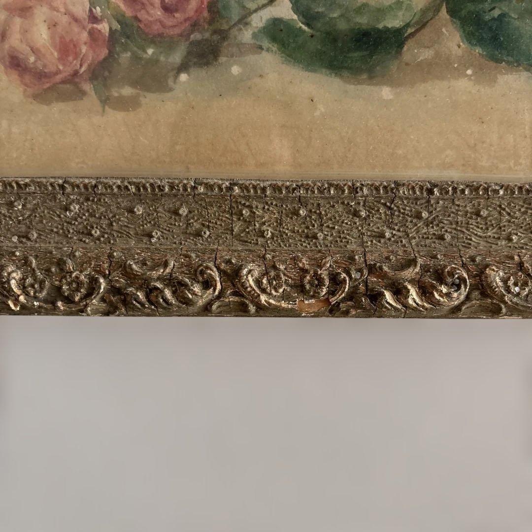 フランスアンティーク 水彩画 薔薇