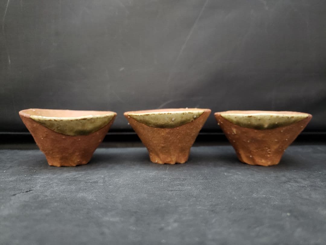 信楽焼　煎茶器　神崎紫峰　手捻り　急須　湯呑み5客　湯冷まし　煎茶道具　作家物