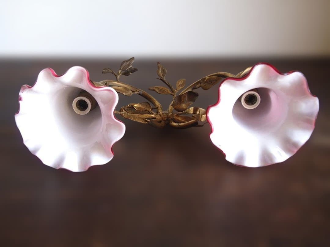 花束のデザイン ピンクのガラスシェード ウォールライト 照明/K313