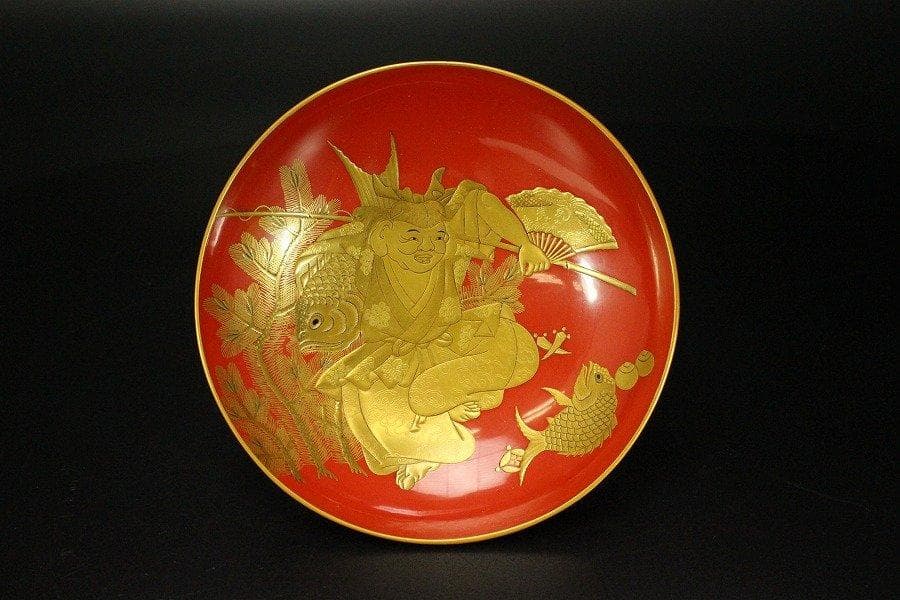 極上 吉祥 寿老人物紋 蒔絵 三碗 盃 旧家蔵出