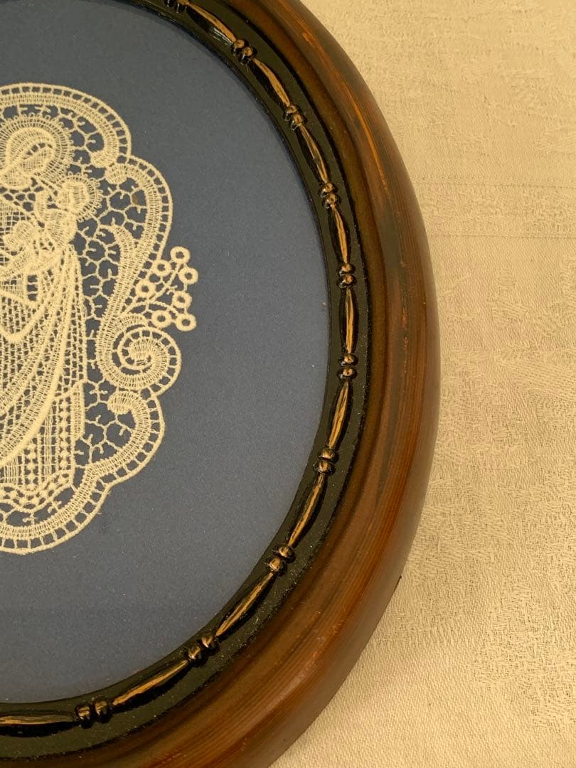 ミリカリ ヨーロッパヴィンテージ 聖母子　刺繍入り　木製フレーム