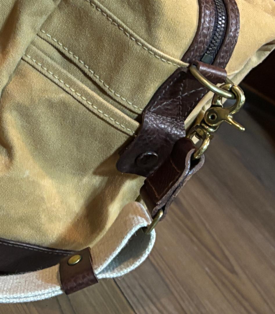 ＜genten（ゲンテン）＞　ボストンバッグ　キャンバス＆レザー　ショルダー紐付