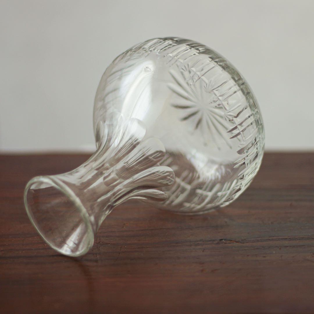 大正　水差し　花瓶　カット　ガラス