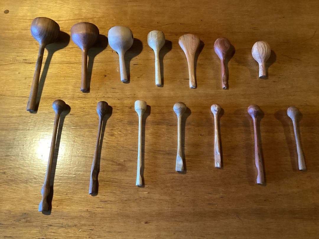 ハンドメイド　ウッドブロック　木柾　木魚　クラベス　7点セット 民族楽器