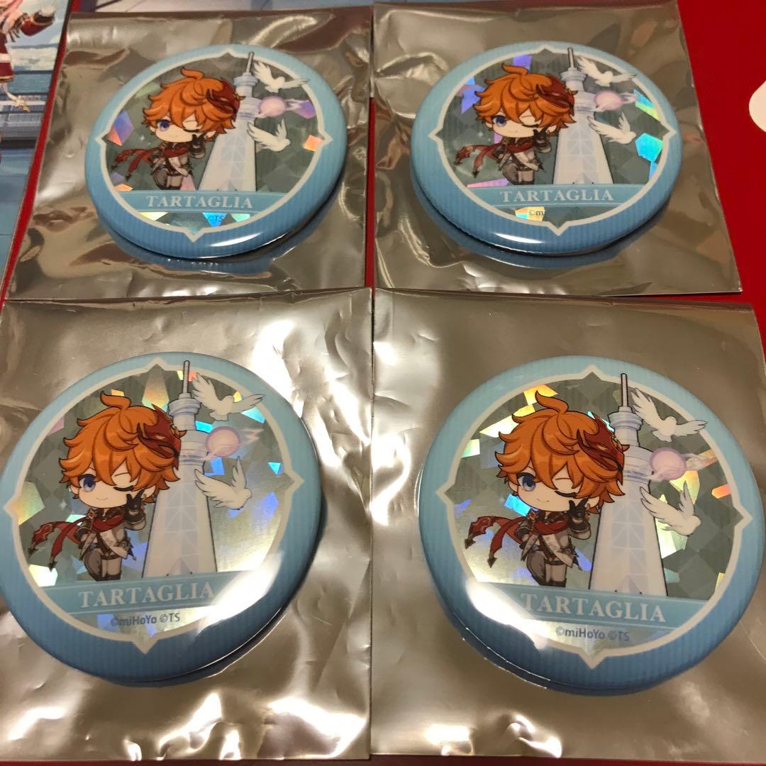 希少　原神✖️スカイツリーコラボ　タルタリヤ缶バッチ✖️４　コースターセット