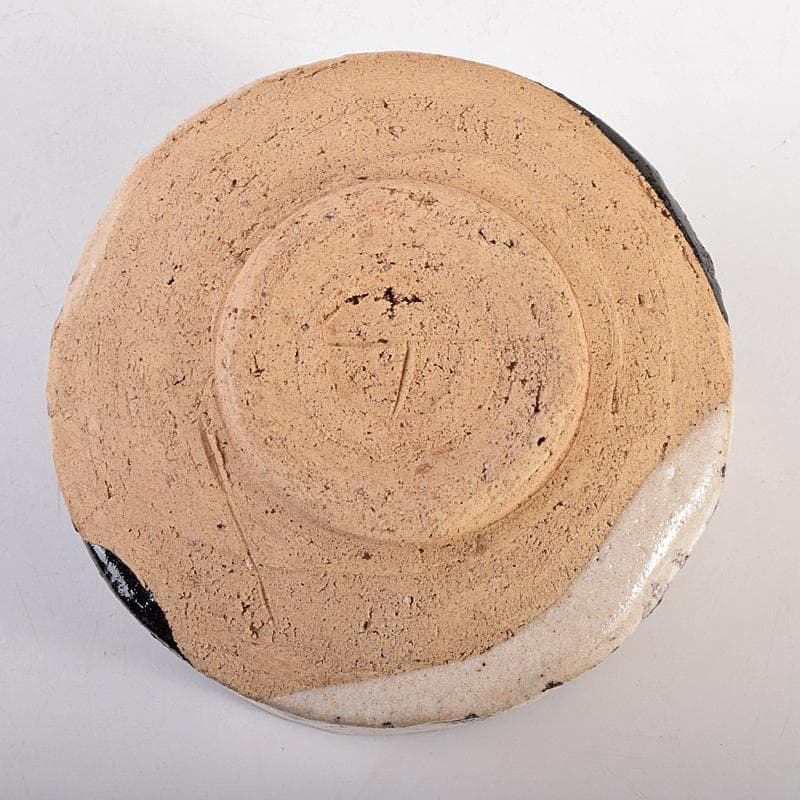 茶道具　桃山時代　瀬戸六作新兵衛造　黒織部　茶碗　銘霜松　極め箱　V　R8818