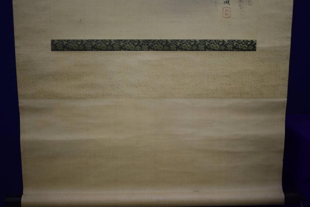 真作/古市金峨/月下山水橋図/布袋屋掛軸HI-374