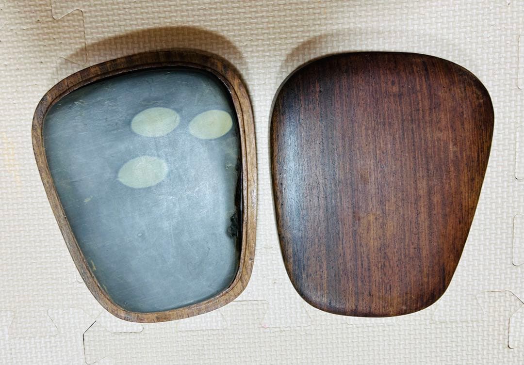 [貴重珍品] 中国　古美術　文房具　清時代　端溪 硯書　紫檀共箱