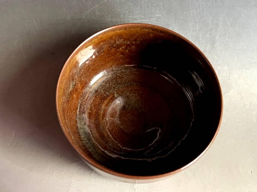 茶碗■飴釉 高取 亀井味楽 高取 朱泥 古い抹茶碗 お茶道具 時代物 骨董品■