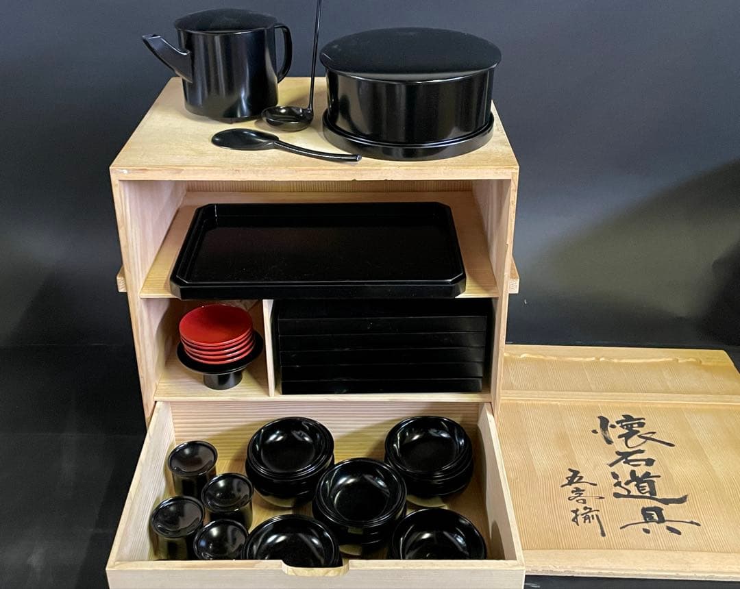割引❣️【美品】「母」 懐石家具 懐石道具 五客揃い 茶道具 共箱 (24あ)