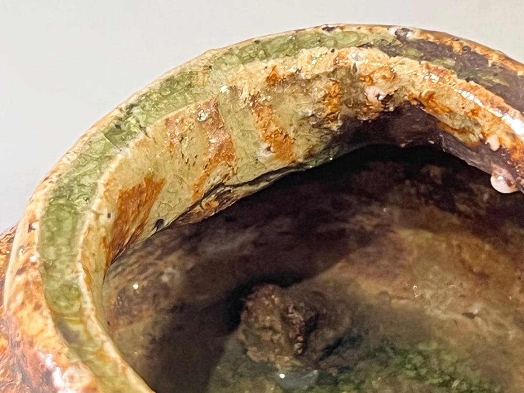 DT693 茶道具 古信楽 「姥ヶ餅」 掛花生 壷 在印