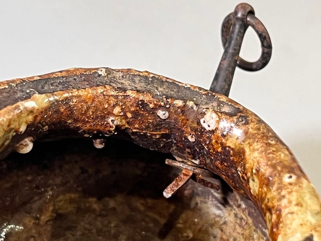 DT693 茶道具 古信楽 「姥ヶ餅」 掛花生 壷 在印