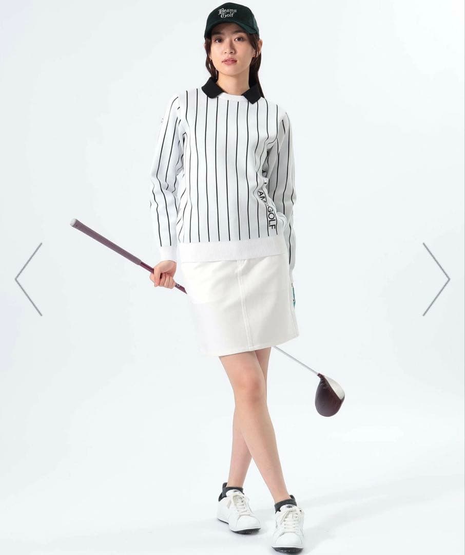 BEAMS GOLF ストライプ アタッチドカラー ニット