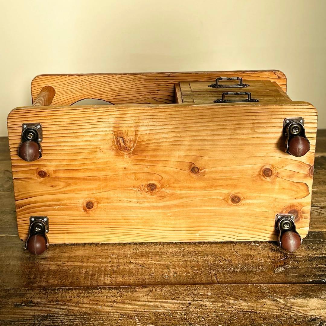 1940-60年代 木製 花台 ローテーブル 昭和中期　和修復前 キャスター