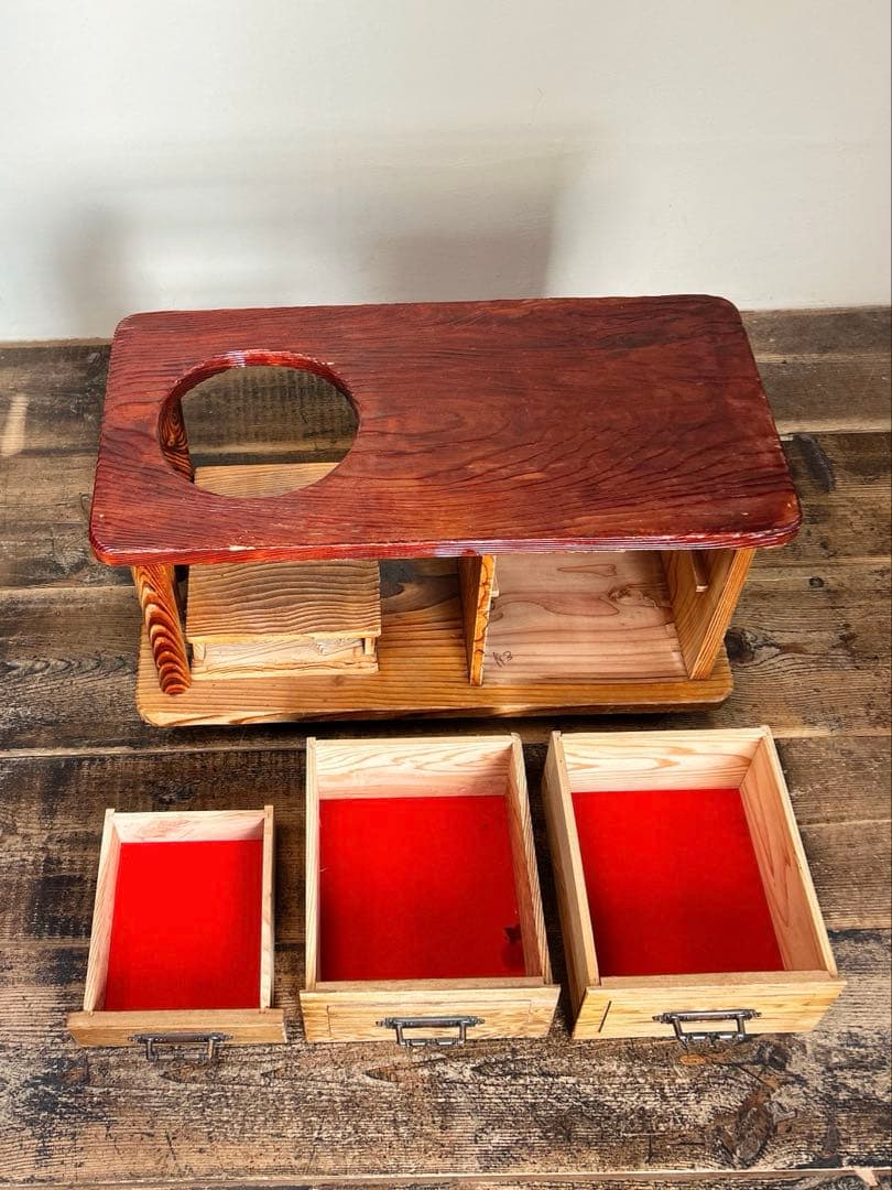 1940-60年代 木製 花台 ローテーブル 昭和中期　和修復前 キャスター