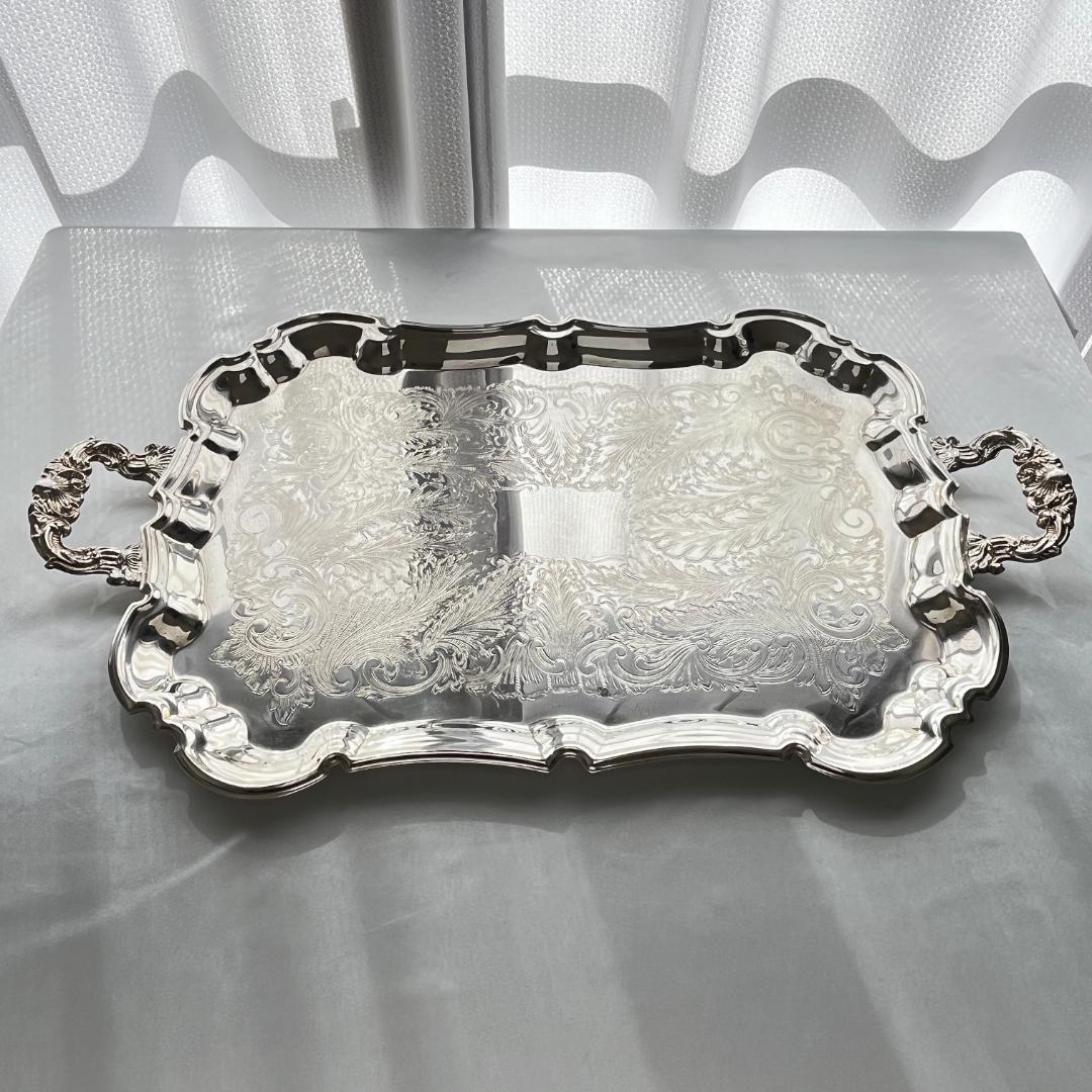 【KENT】ギャラリートレー【シルバープレート】59cm 特大 ハンドル