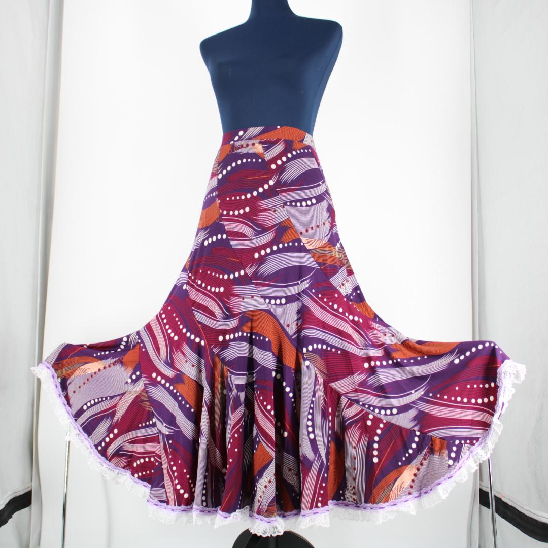 【美品 フラメンコ衣装】パープル ファルダ スカート ボランテ フリル 紫