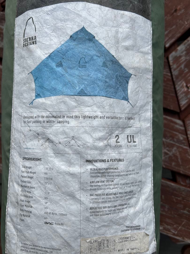 テント・タープ Sierra Designs origami2