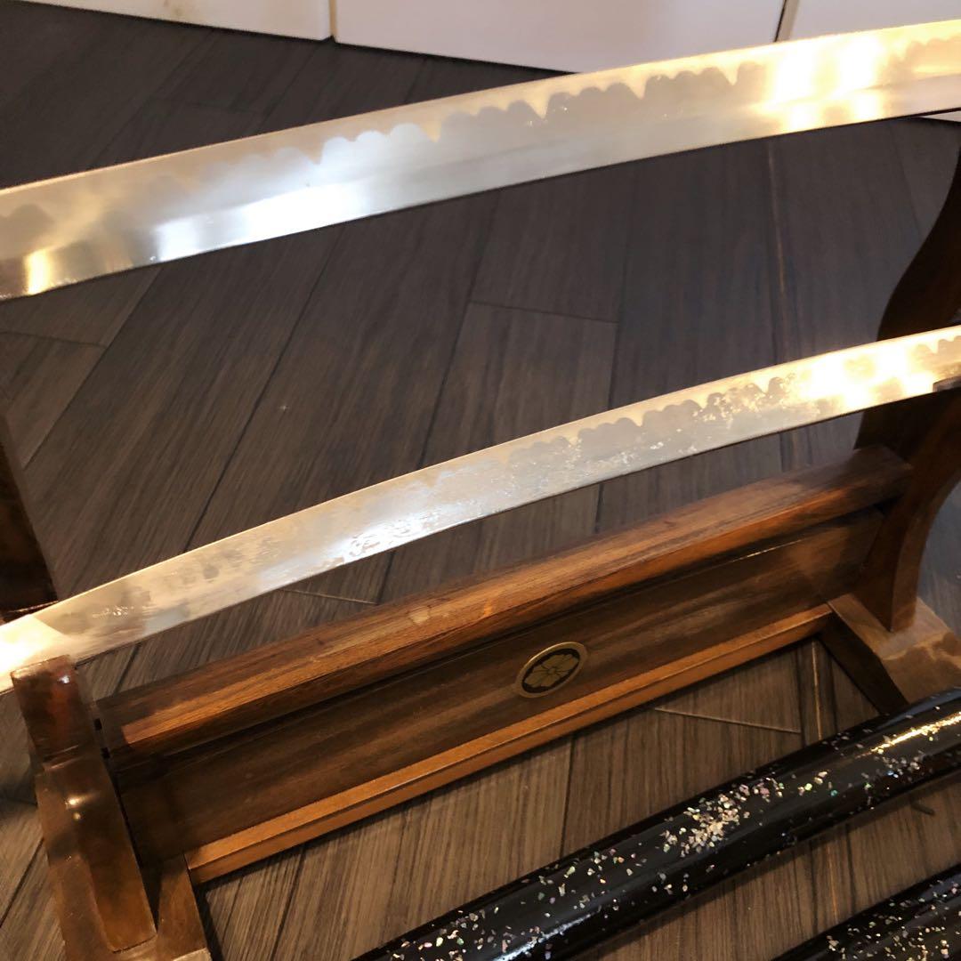 高級模造刀　優乱刃紋　大小セット　黒拵え　太刀　脇差　大小セット