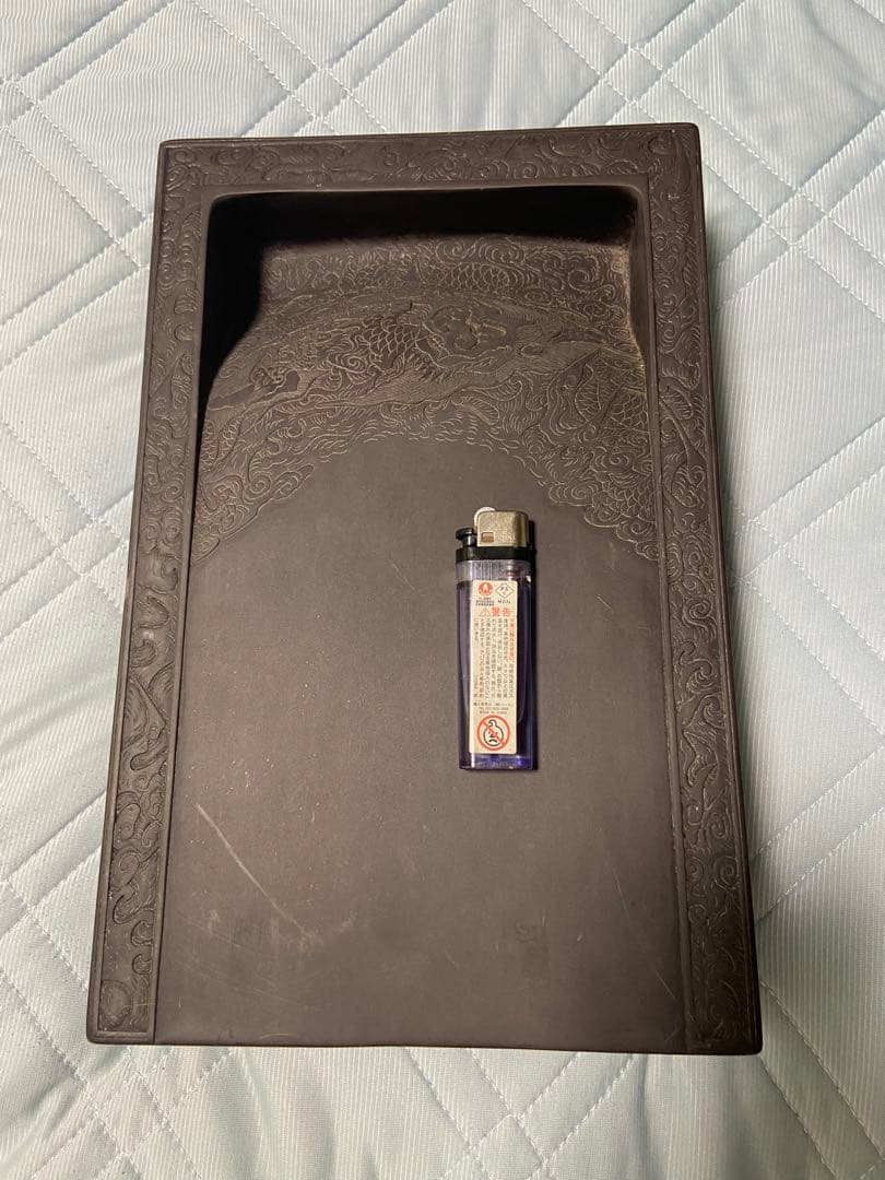 中国古美術品　趙子昂 雲龍文彫　特大硯石　7.3kg 太史硯 端溪