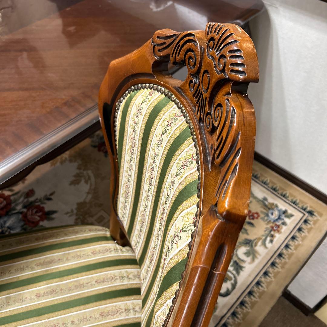 クラシックストライプ柄ダイニングチェア