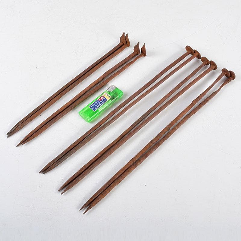 茶道具　古鉄　釘火箸　時代箱付　5点まとめて　V　R4835