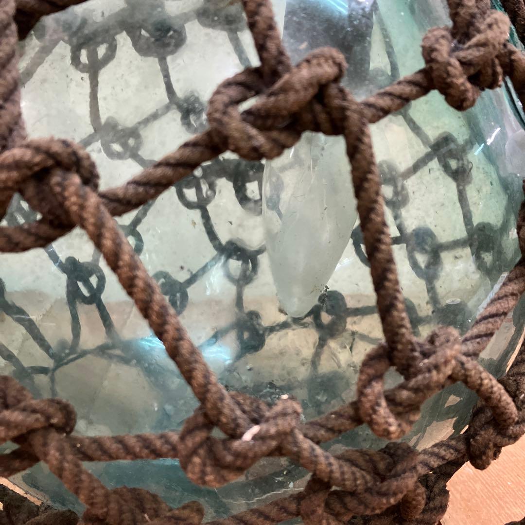 A-2 ヴィンテージ 特大 ガラス浮き玉 網付き ランプシェード ライト