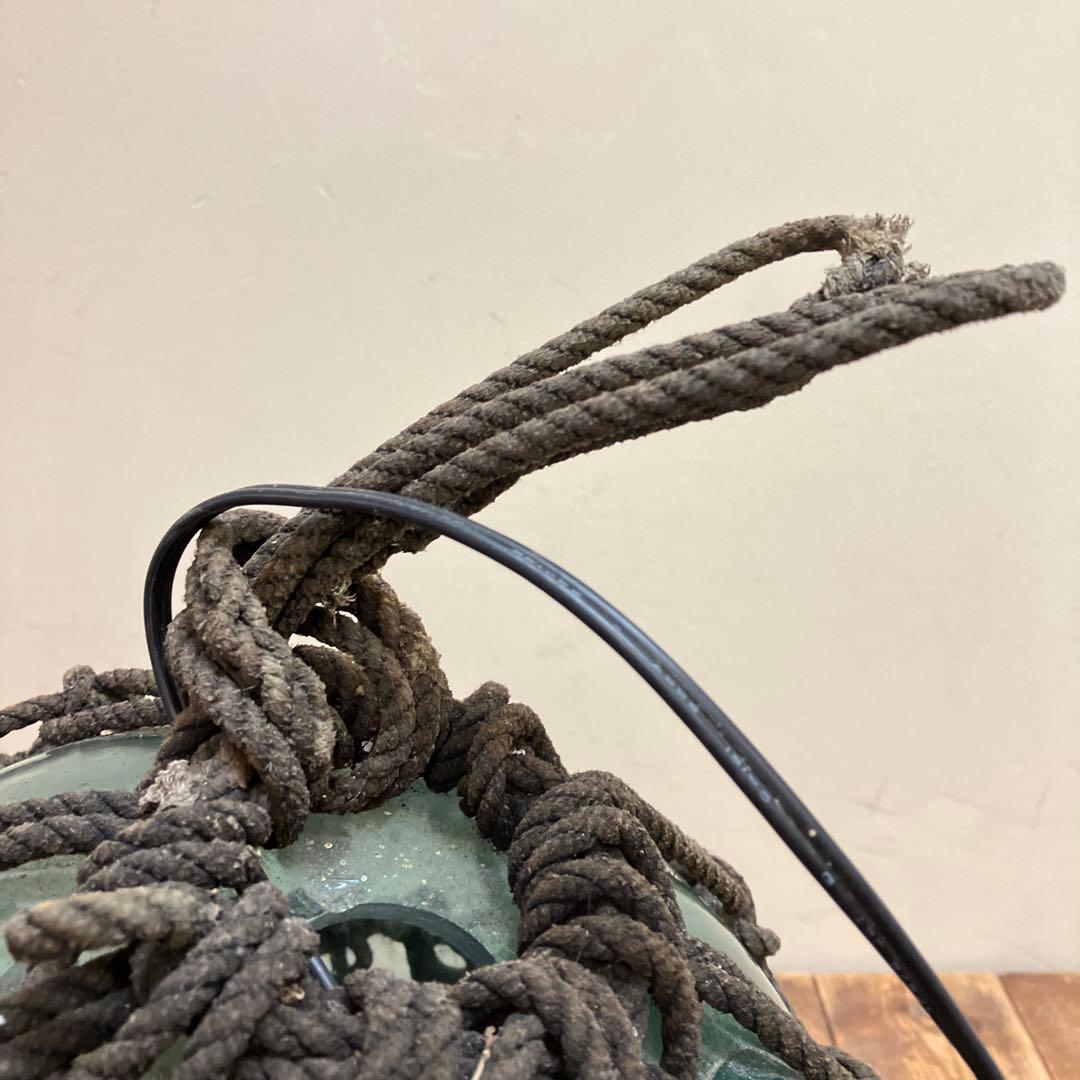 A-2 ヴィンテージ 特大 ガラス浮き玉 網付き ランプシェード ライト