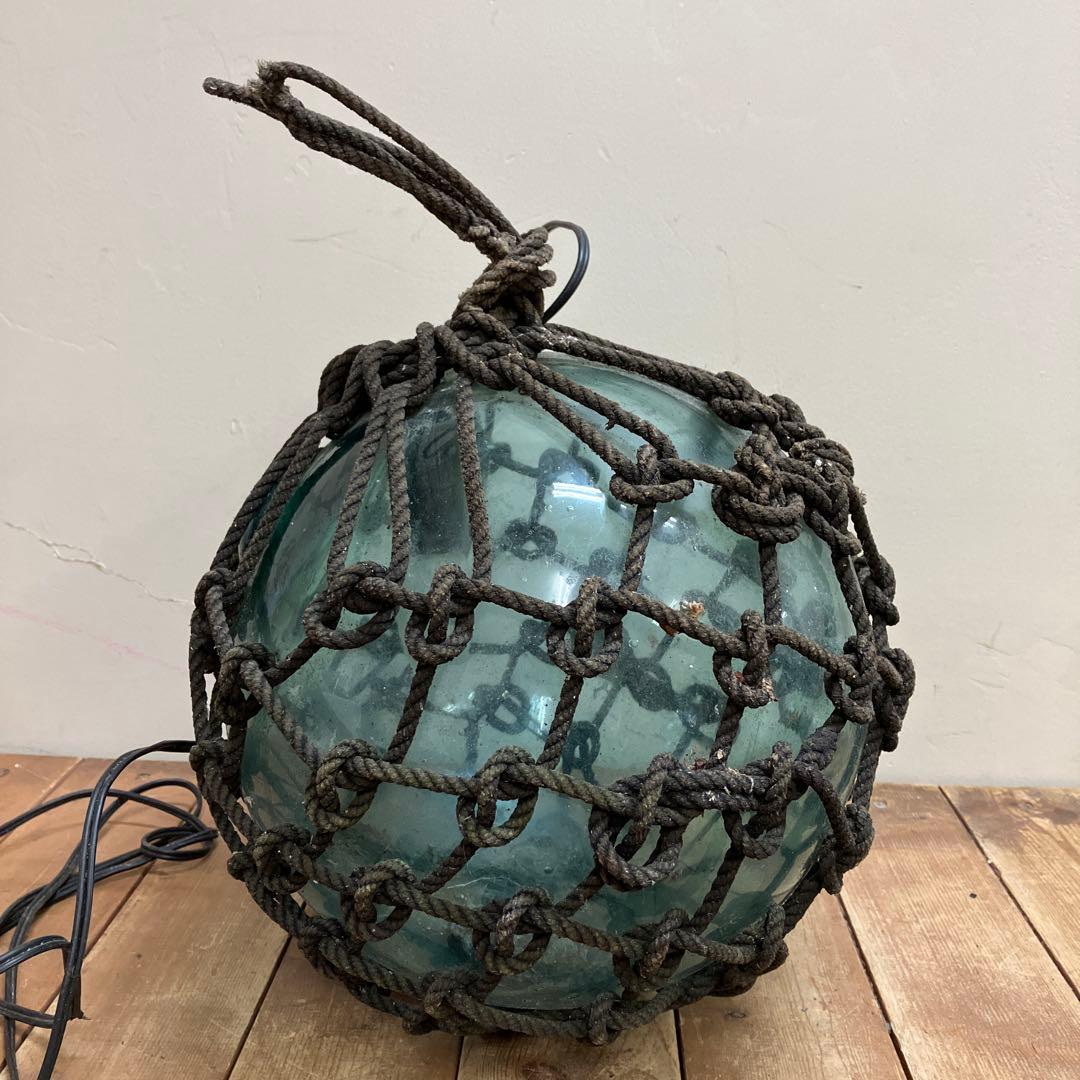 A-2 ヴィンテージ 特大 ガラス浮き玉 網付き ランプシェード ライト