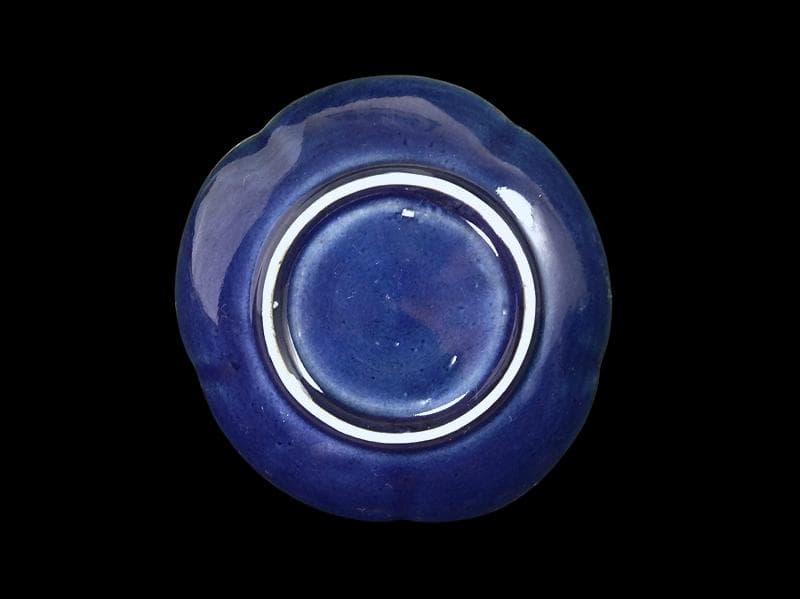 古伊万里　瑠璃　輪花小皿　３寸半皿　２枚　C734AS-DCg