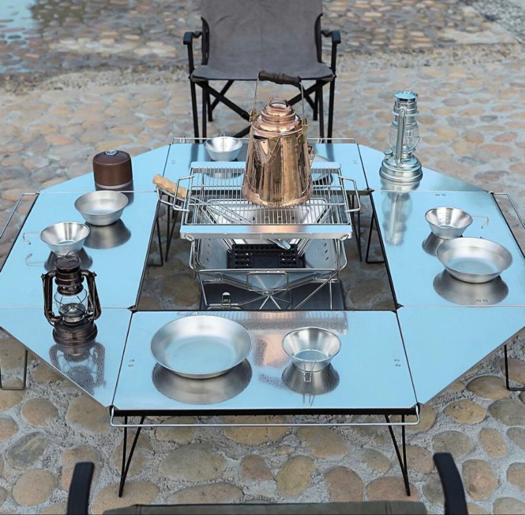 【全30点豪華セット】フィールドラック　テーブルセット　八角形 ステンレス 竹製