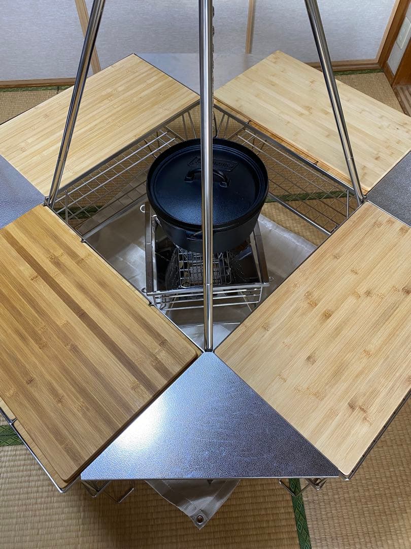 【全30点豪華セット】フィールドラック　テーブルセット　八角形 ステンレス 竹製