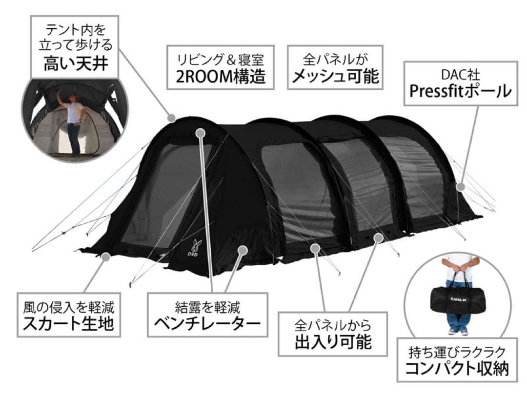 DOD カマボコテント3M ブラック　新品未使用