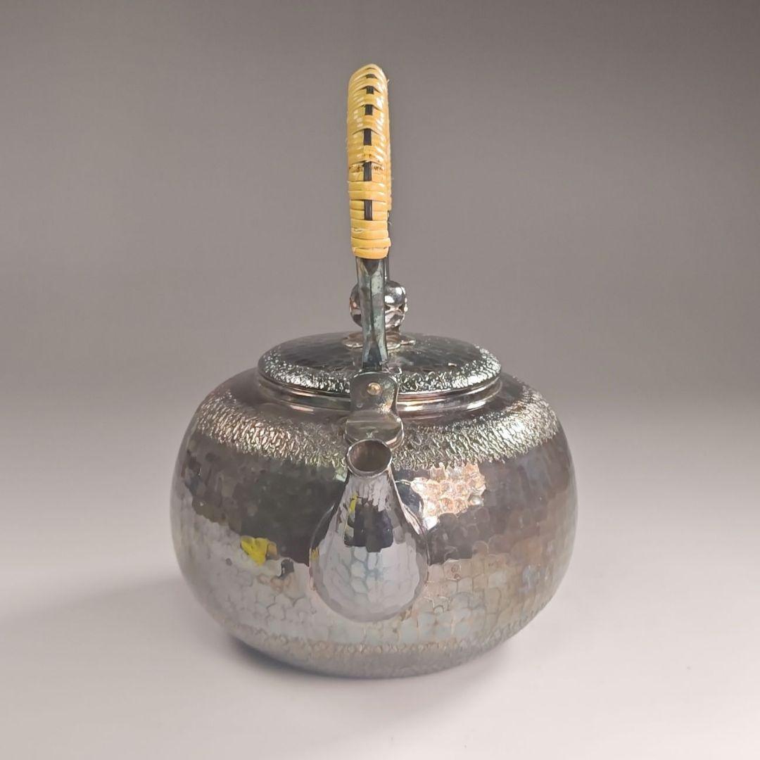 ウ303 急須『銀川堂　峰斎作』『燻銀　いぶし銀　水注　薬缶』茶道具　銅製