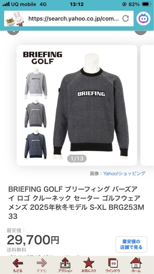 超美品 ブリーフィング バーズアイ ロゴ クルーネック セーター