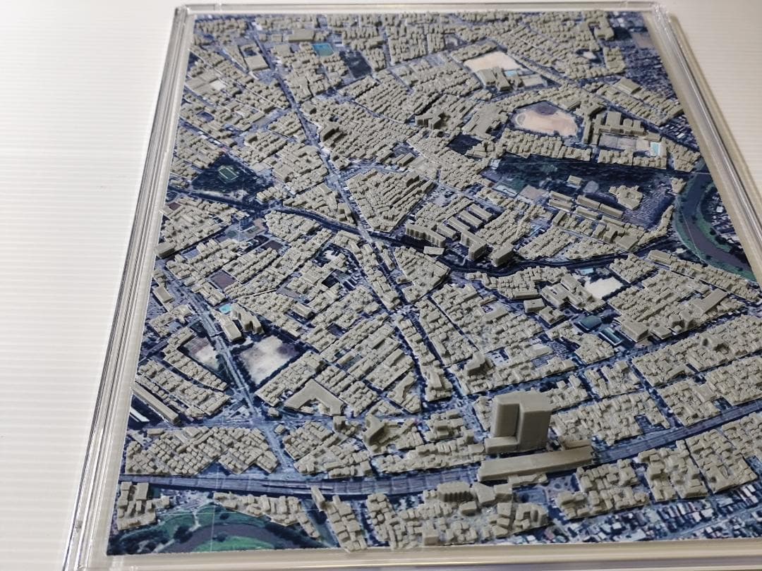 越谷市　北越谷駅３D都市データを活用した都市模型　(透明ケース付)